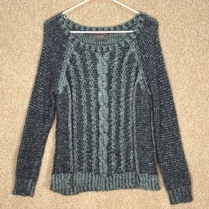 Imperfect Wooden Ships cable knit sweater mohair wool blend small medium cozy